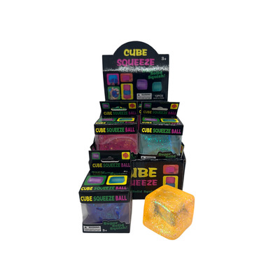 Антістрес куб Cube Sgueez Ball з блискітками  Зображення